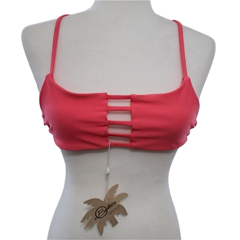 Bettinis Swimwear Pink Cut Out Strappy Bikini Top - NWT